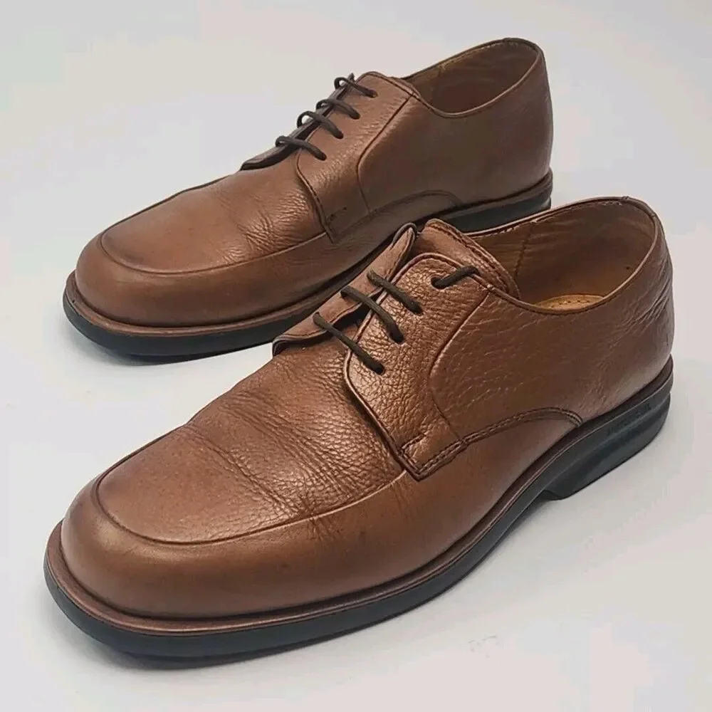 Carlo Morandi Leather Shoes Oxford Brown Men Sz 9.5 40 Anatomic Gel Non-Skid